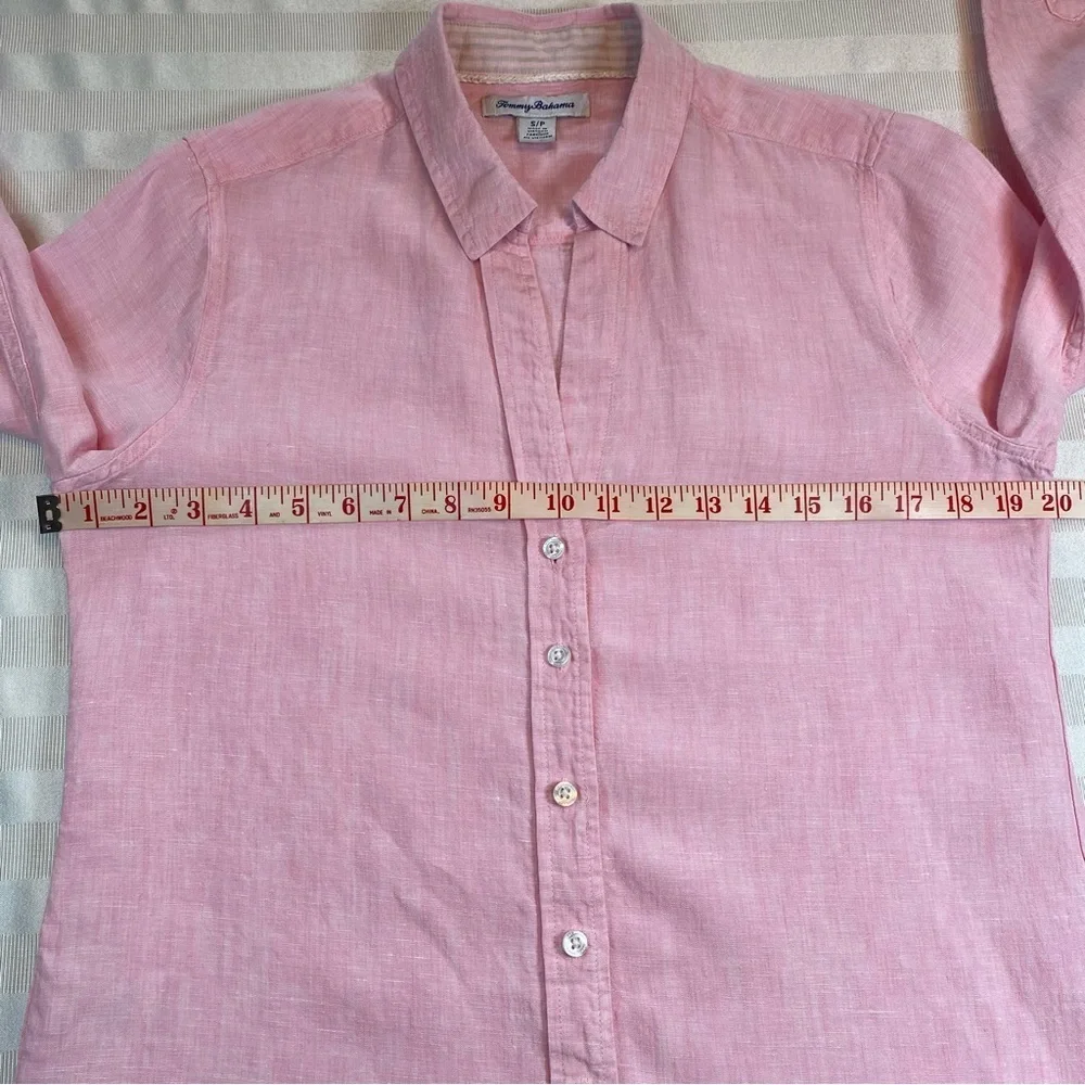 Tommy Bahama 100% Linen Pink Button-Up Shirt Blouse Long Sleeve Sz S/P - Picture 10 of 16